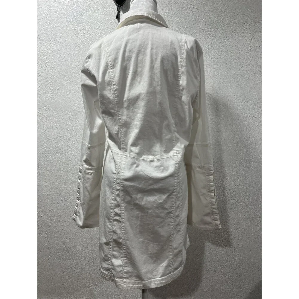 Free People Dress Womens Large White Thea Mini Snap Shirt Dress‎ Open Tunic - Picture 9 of 16